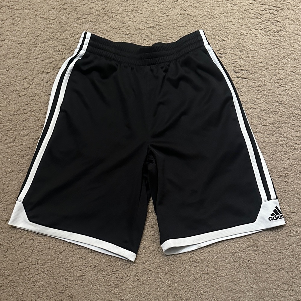 Adidas Essentials Kids Boys 3-Stripes Athletic Shorts Black White Size M 10/12